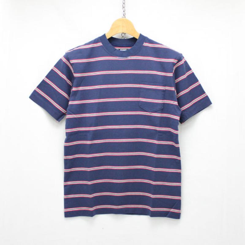 RATS MULTI BORDER POCKET T-SHIRT: NAVY !!