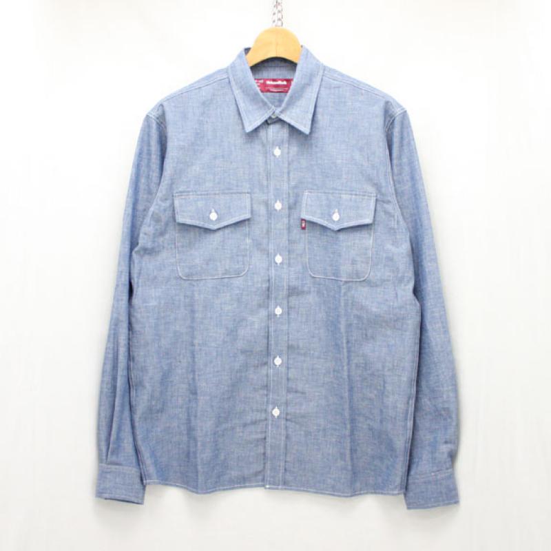 HIDE&SEEK Chambray L/S Shirt (16ss):NAVY !!