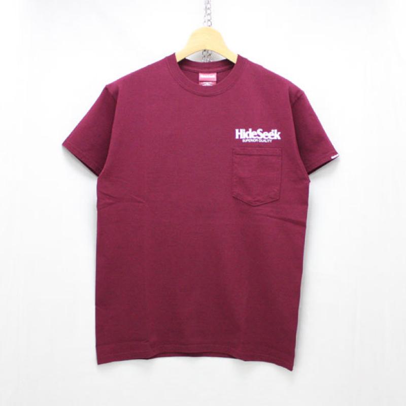 HIDE&SEEK Logo Pocket S/S Tee (16ss):BURGUNDY !!