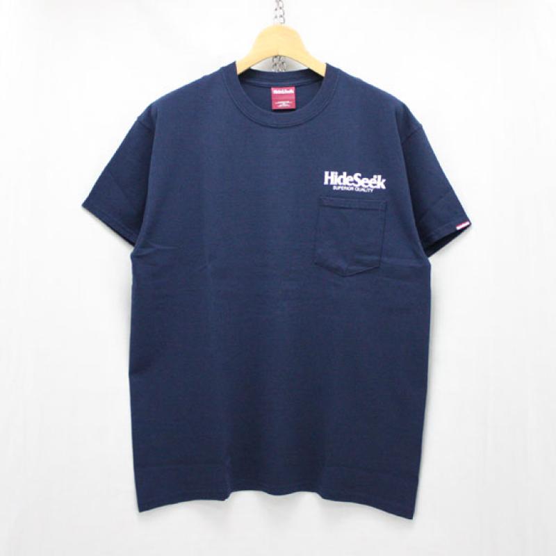 HIDE&SEEK Logo Pocket S/S Tee (16ss):NAVY !!