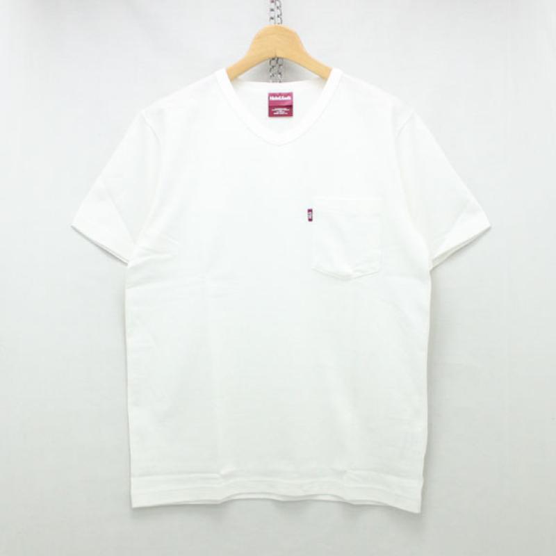 HIDE&SEEK Pocket V-Neck S/S Tee (16ss):WHITE !!