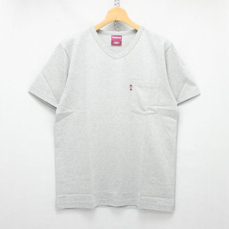 HIDE&SEEK Pocket V-Neck S/S Tee (16ss):H-GRAY !!