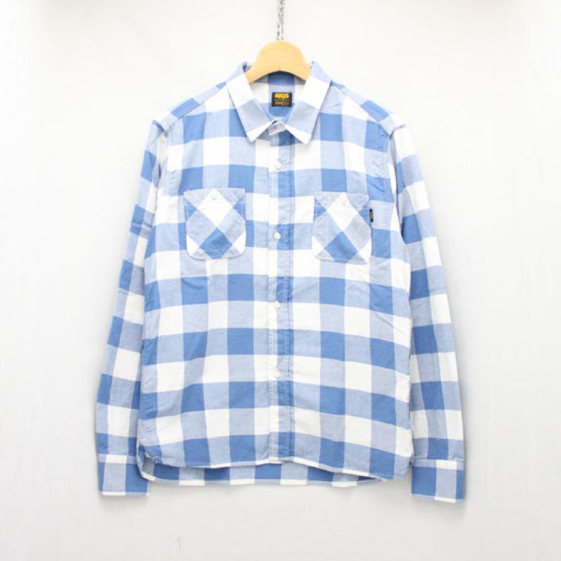 RATS BUFFALO CHECK TRIPLE STITCH SHIRT:BLUE !!