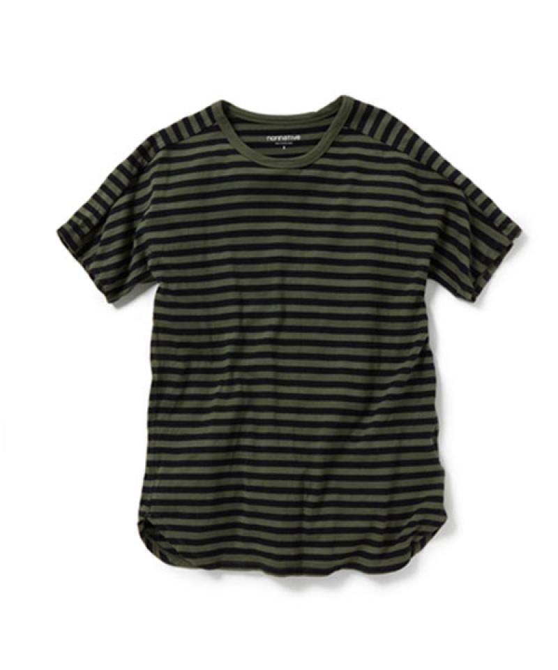 nonnative DWELLER TEE DS COTTON BORDER JERSEY OVERDYED (OLIVE)