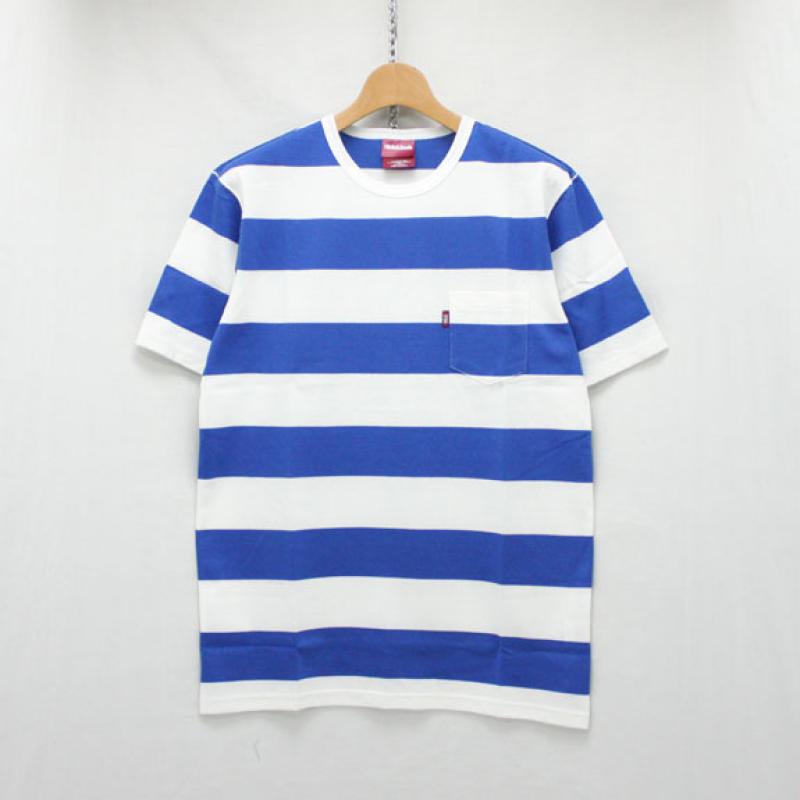 HIDE&SEEK Border Pocket Tee (16ss):BLUE !!