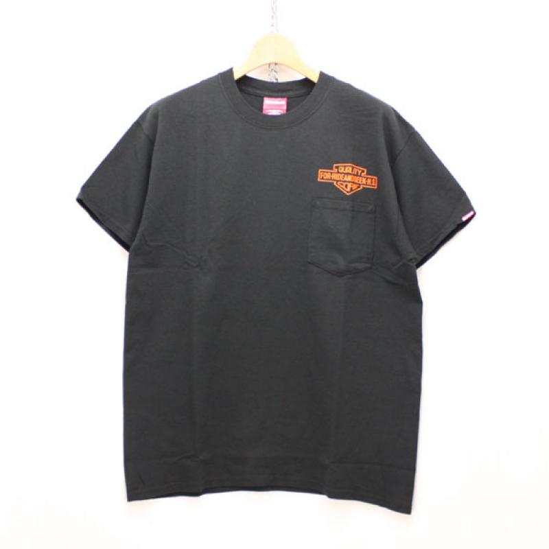 HIDE&SEEK Q.C. Emblem Pocket Tee:BLACKORANGE !!