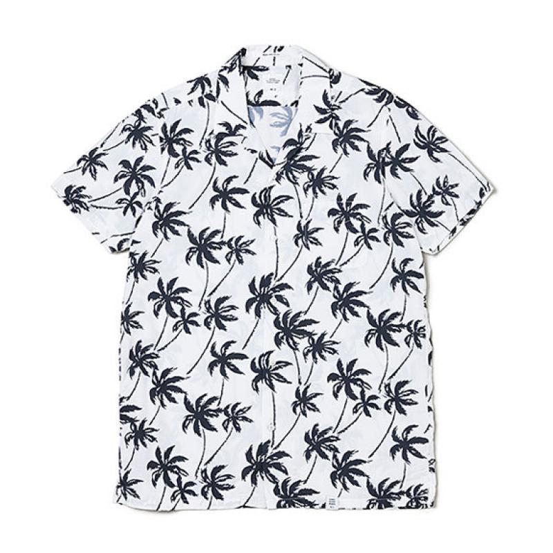 BEDWIN S/S OG ALOHA OPEN COLLAR SHIRT "ROGERS":WHITE !!