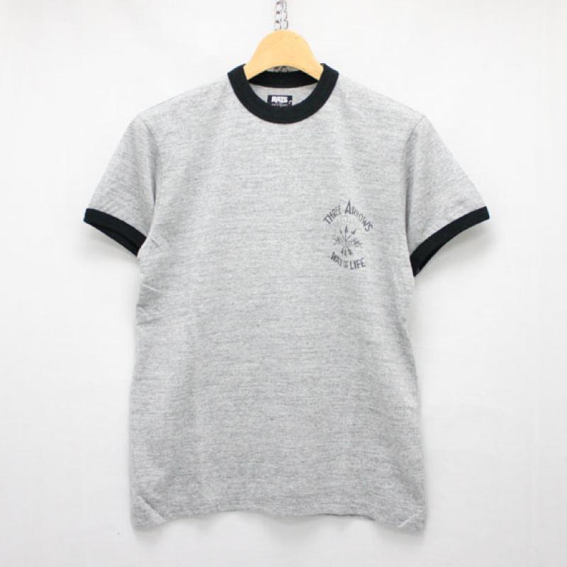 RATS THREE ARROWS RINGER T-SHIRT:TOP GRAY !!