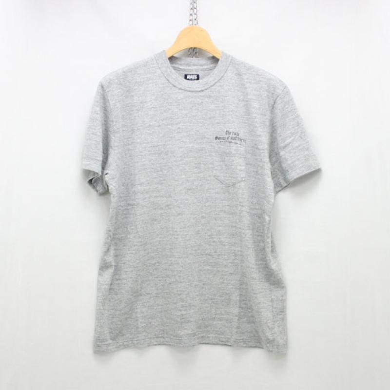 RATS OLD ENGLISH POCKET T-SHIRT:TOP GRAY !!