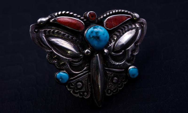 Art Tafoya:Morenci Turquoise Butterfly Ring