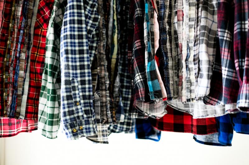 Rebuild By Needles:Flannel Shirt -> Ribbon Wide Shirt