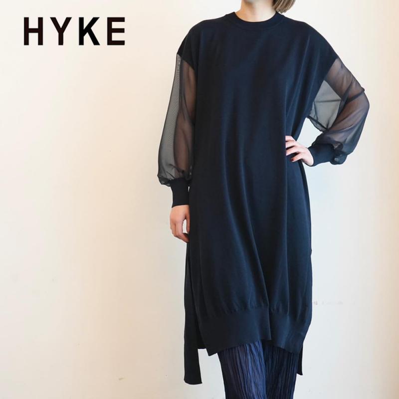 HYKE / ƥ١CREW NECK SWEATER DRESS WITH SHEER SLEEVESand more