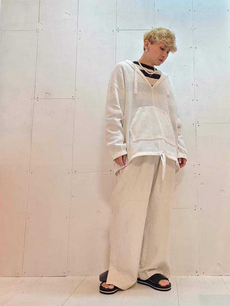 Ĥ鷺Ǥ!KIIT() COTTON RUSSEL MESH MEXICAN HOODIE TOPS / UNISEX KIM-T15-012(WHT)! 