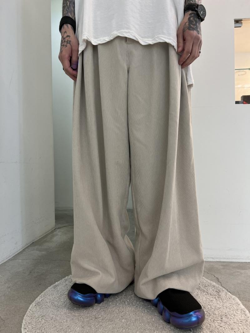 my beautiful landlet / ACTIVE CORDUROY SIDE BELT WIDE PANTS 