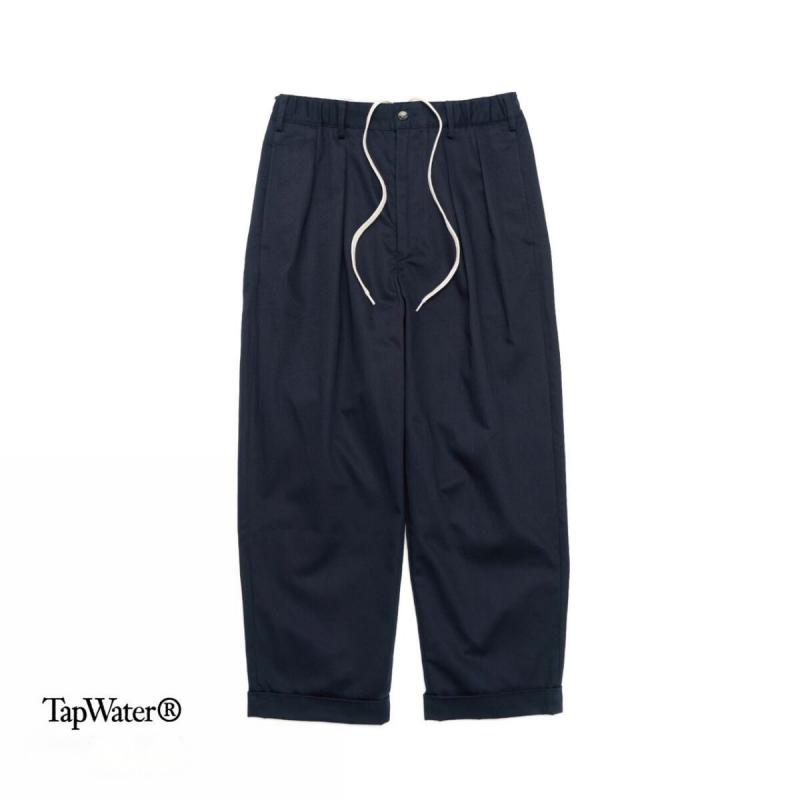 TapWater 2022AW Cotton Chino Tuck Trousers(TP221-40002)NAVY