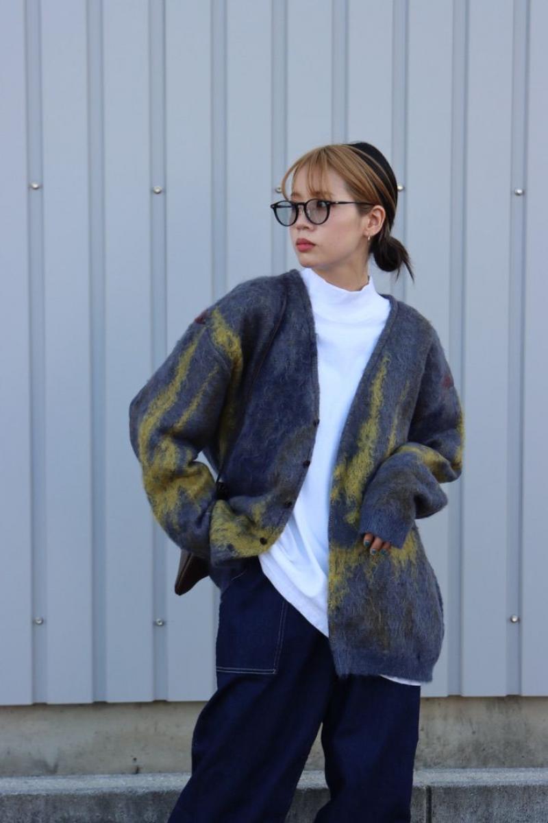 YOKE 衼22AW STILL JACQUARD CARDIGAN(YK22AW0414S)DUSTY BLUE 