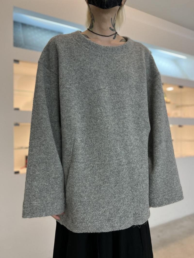 my beautiful landlet / RECYCLED WOOL PILE CREW NECK PULLOVER  