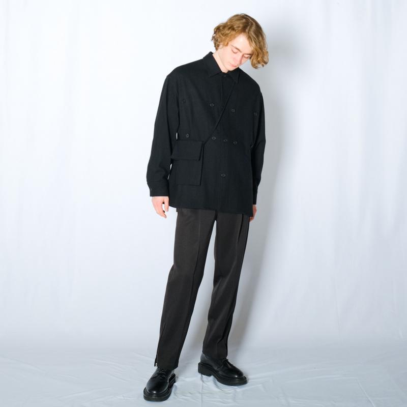 WIZZARD / BAG POCKET WOOL TWEED SHIRTS (BLK)