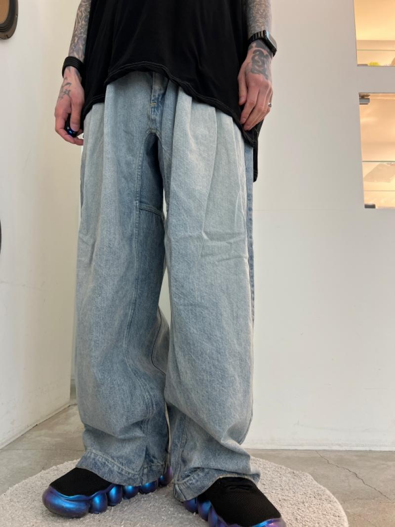 my beautiful landlet / 12oz DENIM TUCK WIDE PANTS(USED WASH) 