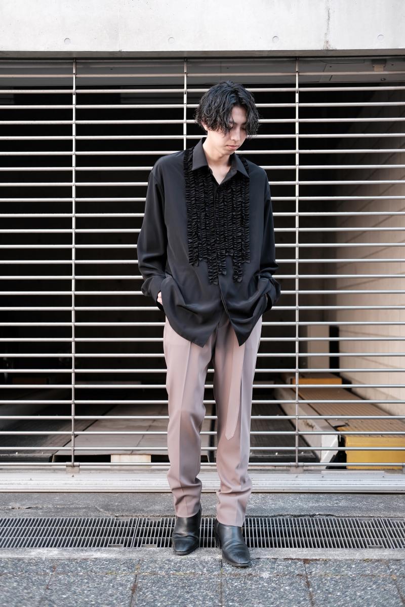 CULLNI [] Double Satin ZIP Hem Center Press Pants <֥륵ƥ󥸥åץإѥ>  ơѡɥ륨åȤοZIP֤ե쥢륨åȤ2̤Υ饤ڤ륹åѥ