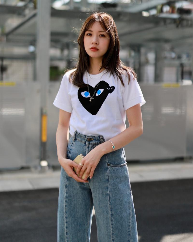 PLAY COMME des GARCONS ץ쥤ǥ륽 Blackϡ With Blue Eyes T (White) WOMEN'S 