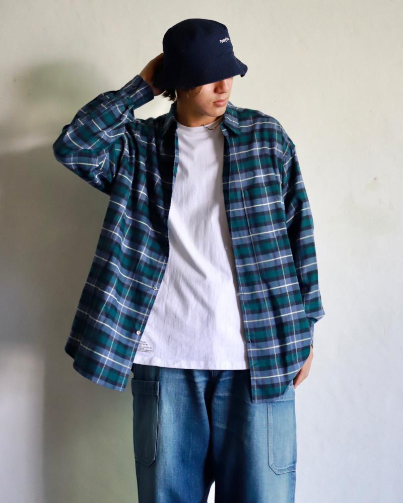 Graphpaper եڡѡ23AW  Check Flannel Oversized Regular Collar Shirt (GM233-50284)811()ȯ! 