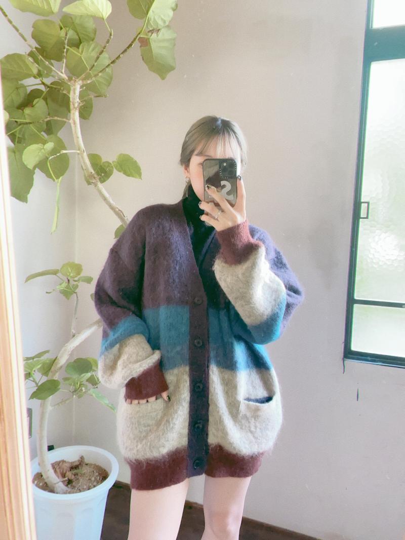 YOKE 衼23AW MOHAIR BORDER CARDIGAN(YK23FW0571S)PURPLE826()ȯ! 