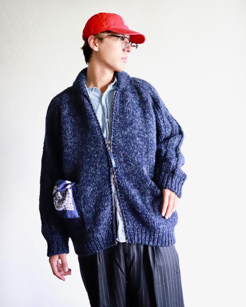 TapWater åץ23AW Shetland Wool Cowichan Zip Cardigan(TP223-80030)TOP BLUENAVY923()ȯ!