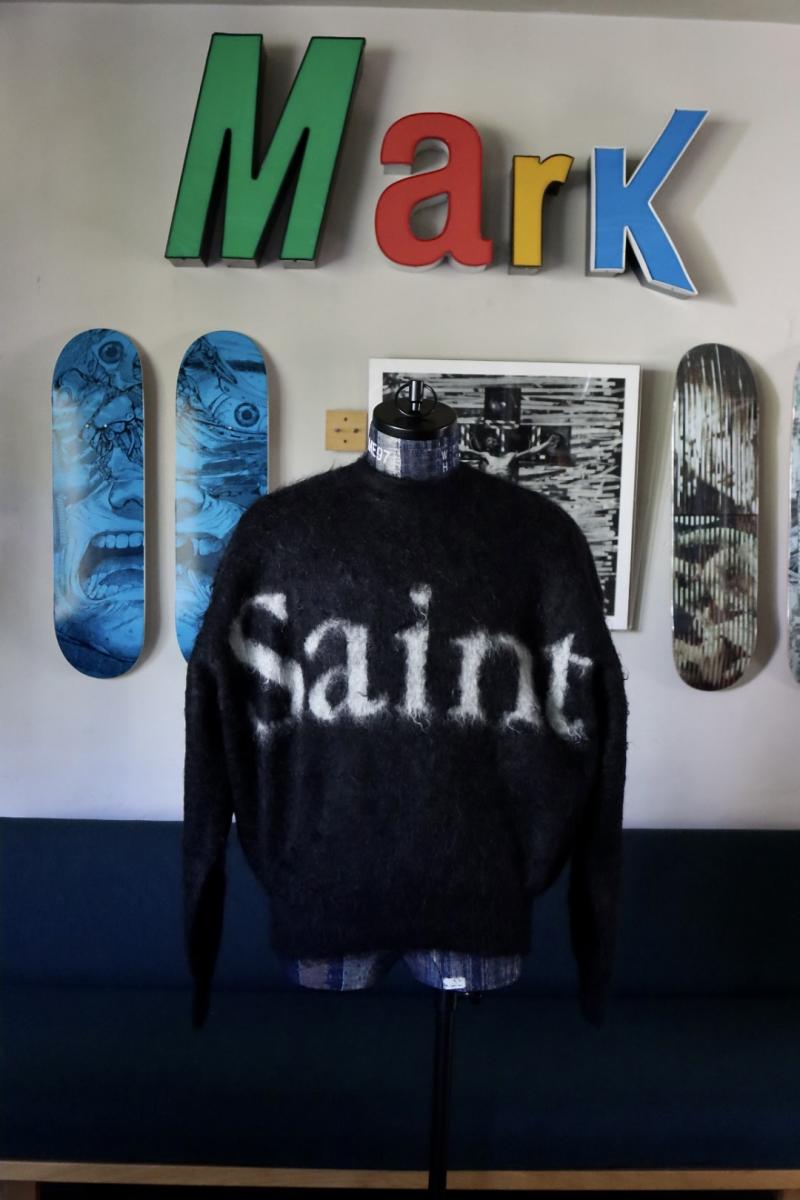 ©SAINT Mߡߡߡߡߡ ȥޥ 23AW˥å SAINT CREW NECK KNIT(SM-A23-0000-042)BLACK1021()ȯ!