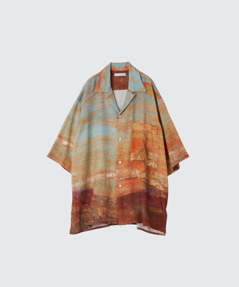 YOKE 衼24SS LANDSCAPE PRINTED OPEN COLLAR SHIRT(YK24SS0710SH) ORANGE53()ȯ! 