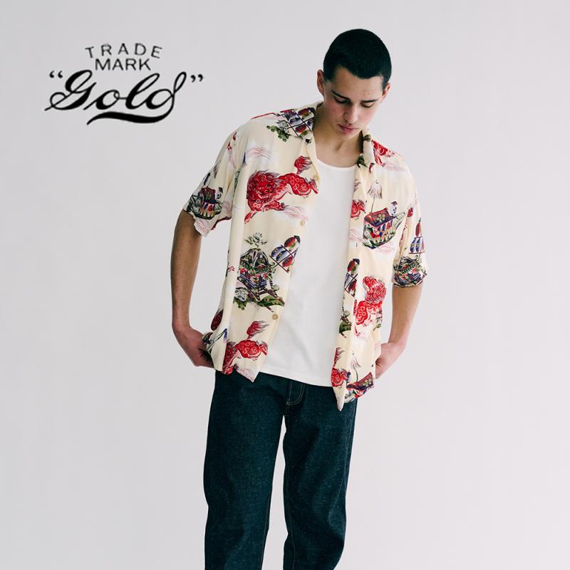 GOLD / ƥ RAYON ALOHA SHIRTORIENTAL FESTIVAL