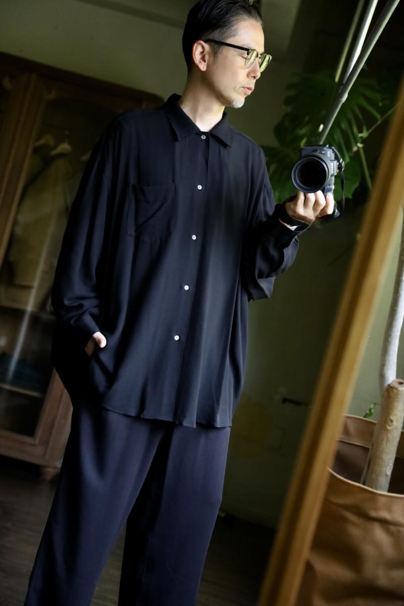 Graphpaper եڡѡ SPOT SIDOGRAS Twill Viscose Oversized Sleeping Shirt (GM244-50014B)BLACK