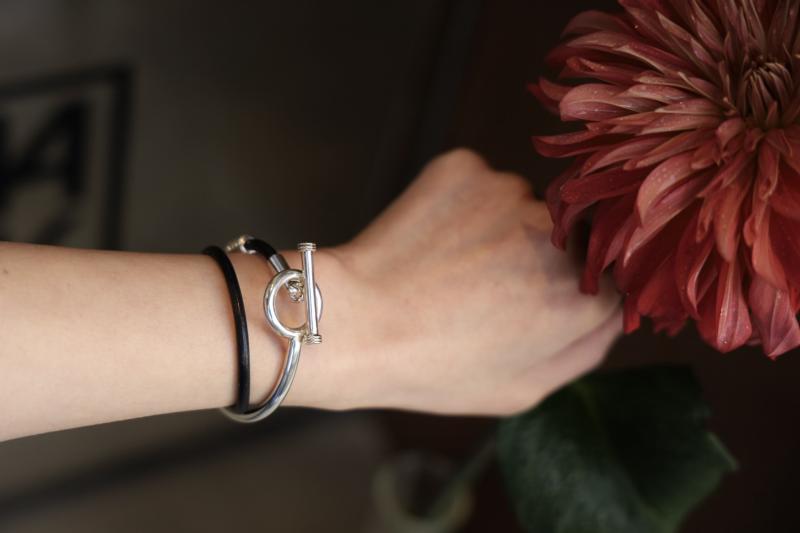 XOLO JEWELRY 奨꡼ / Toggle Double Leather Bracelet(XOLB001)BLACK 