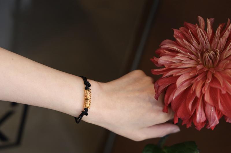 XOLO JEWELRY 奨꡼ / Piece Silk Code Bracelet -Gold-(BLACK) 